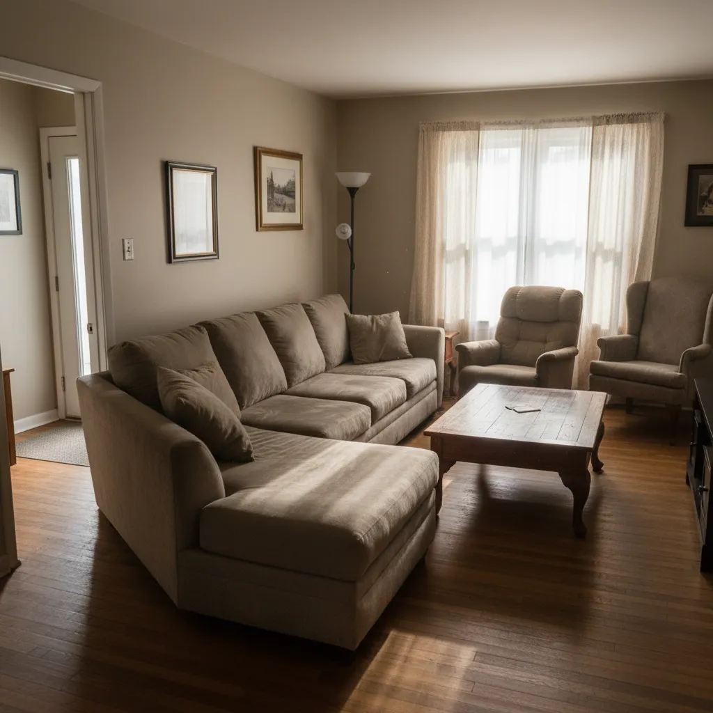 Sala con mala distribución de muebles que bloquea circulación