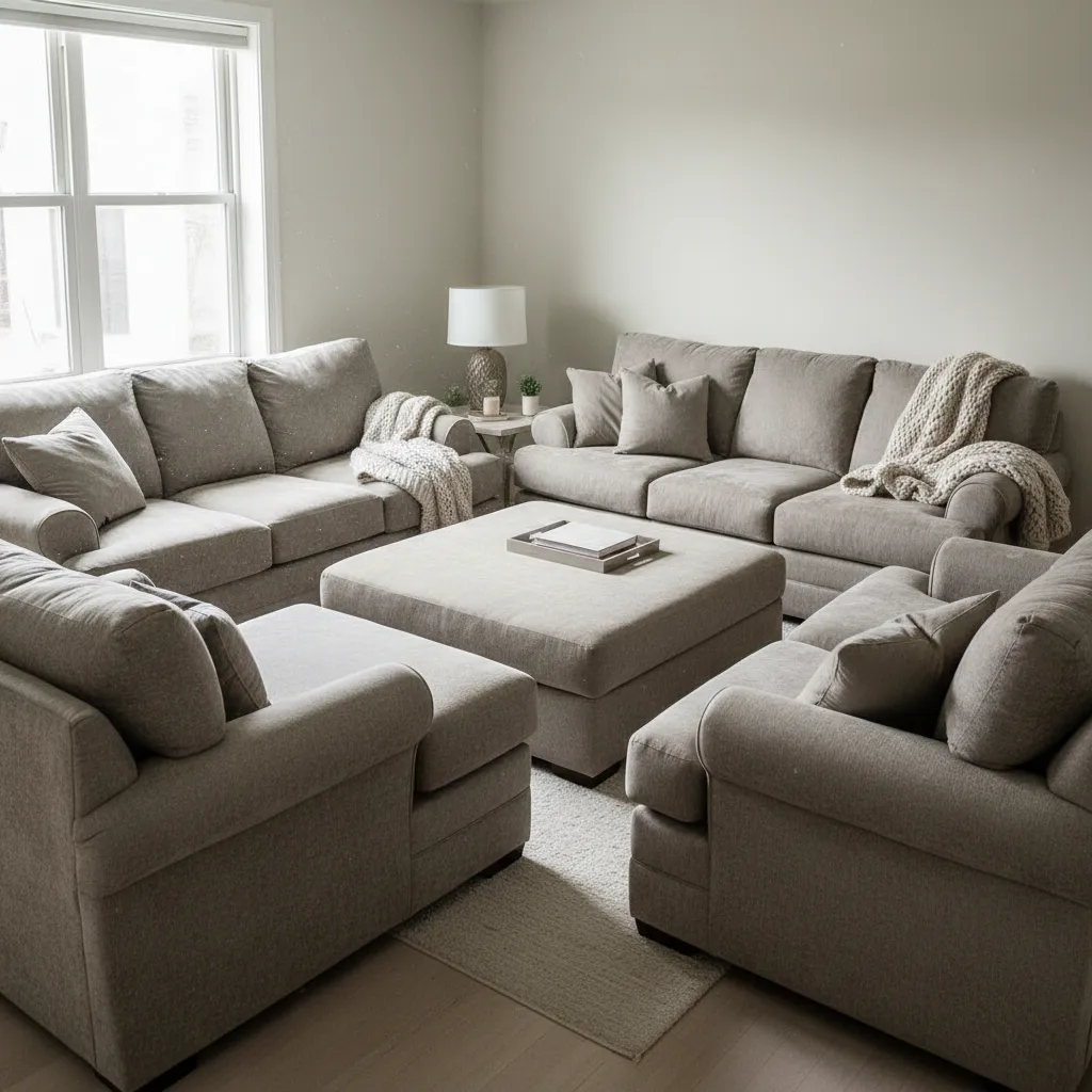 Salón con muebles demasiado grandes para el espacio