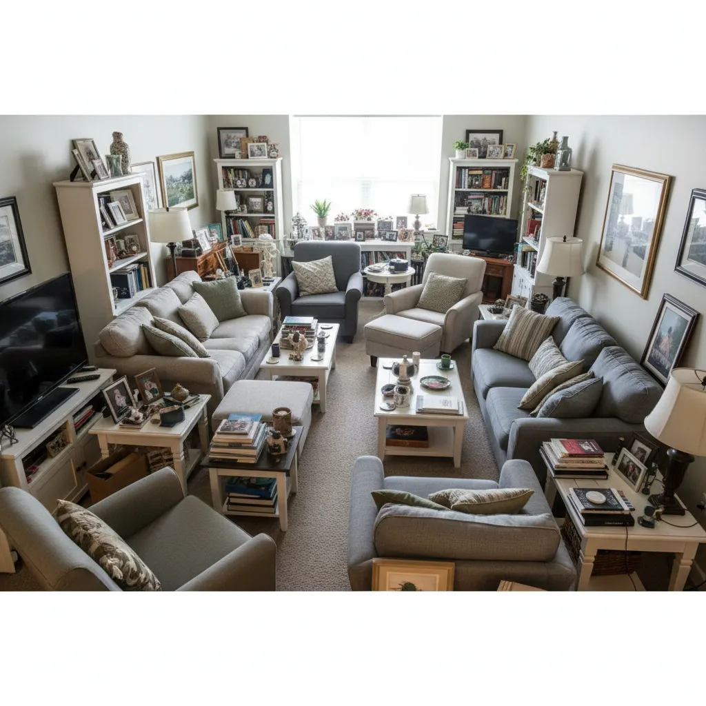 Apartamento pequeño saturado con demasiados muebles