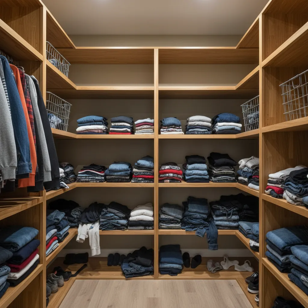 Armario empotrado con demasiadas baldas profundas