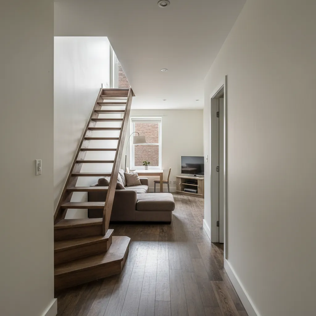 Interior de una casa con mala distribución del espacio