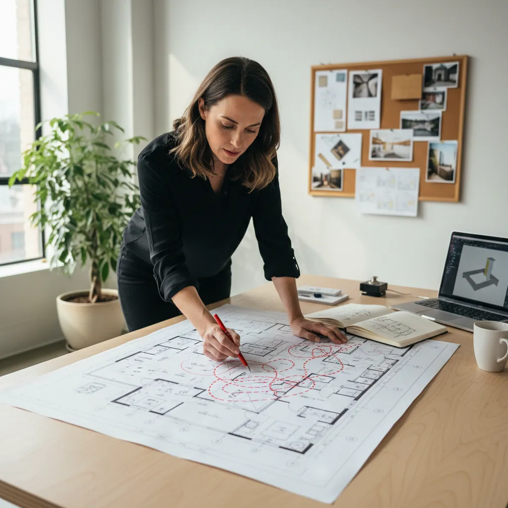 Plano de casa señalando errores comunes de distribución interior