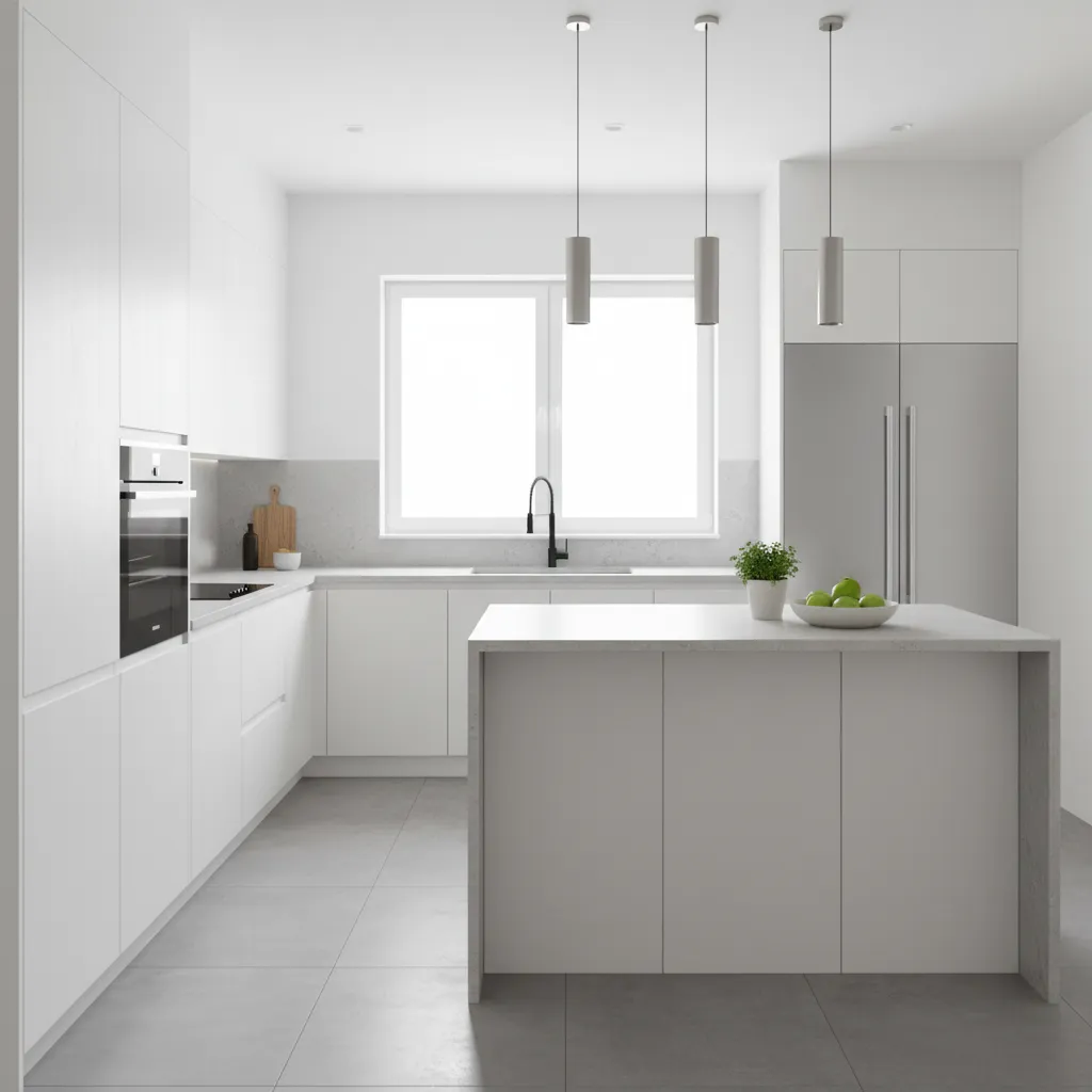 Cocina moderna mostrando buena distribución de trabajo