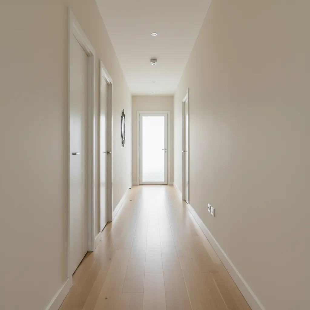 Pasillo largo y poco funcional en el interior de una vivienda