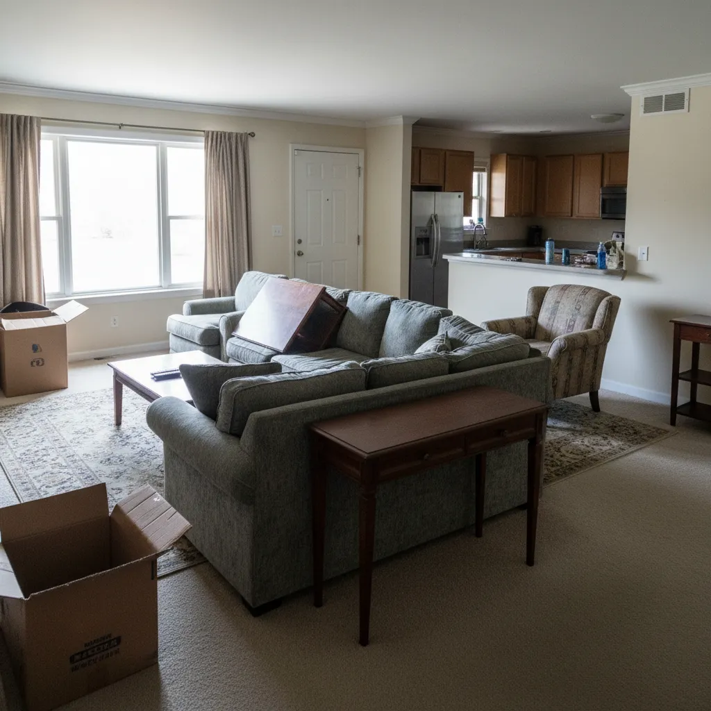 Sala con mala distribución de muebles que dificulta la circulación