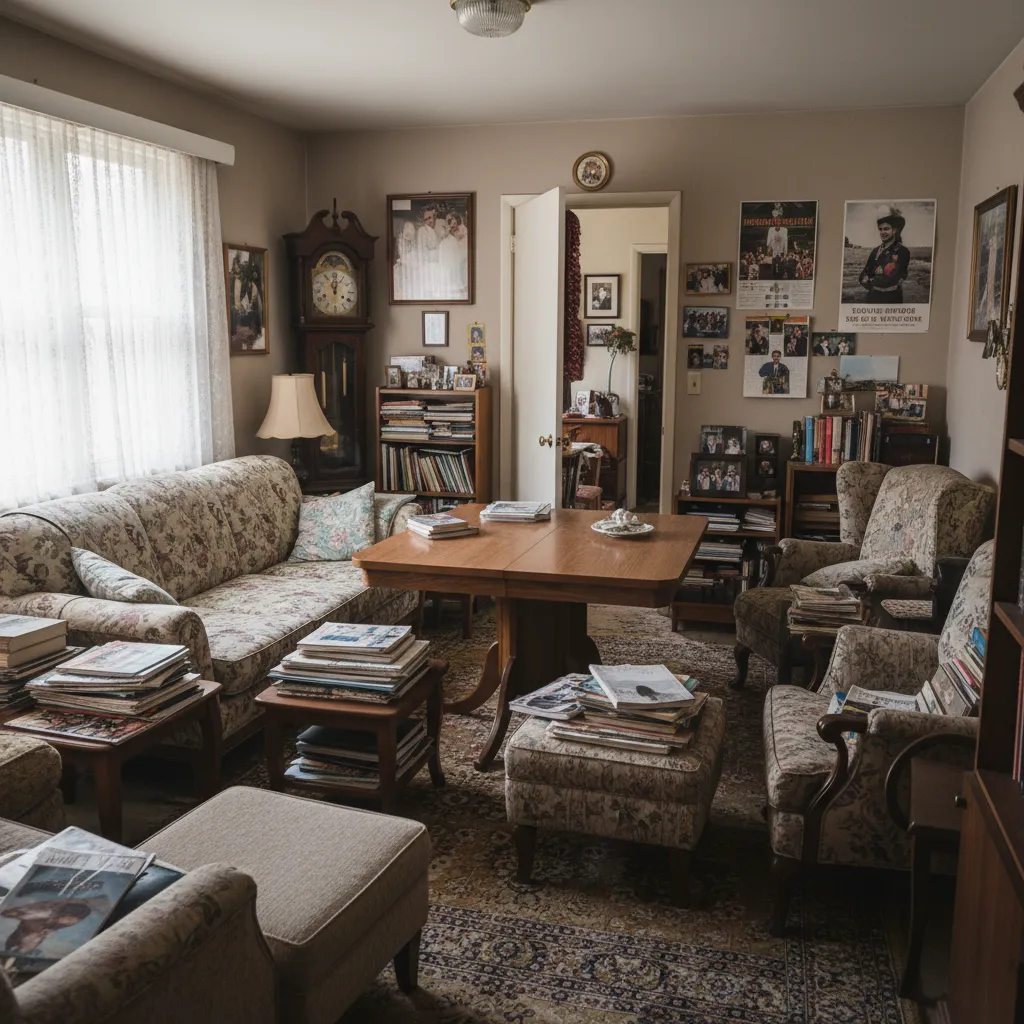 Salón con demasiados muebles mostrando mala distribución