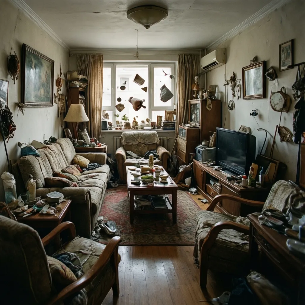 Ejemplo de una sala sobrecargada de muebles en un diseño 3D