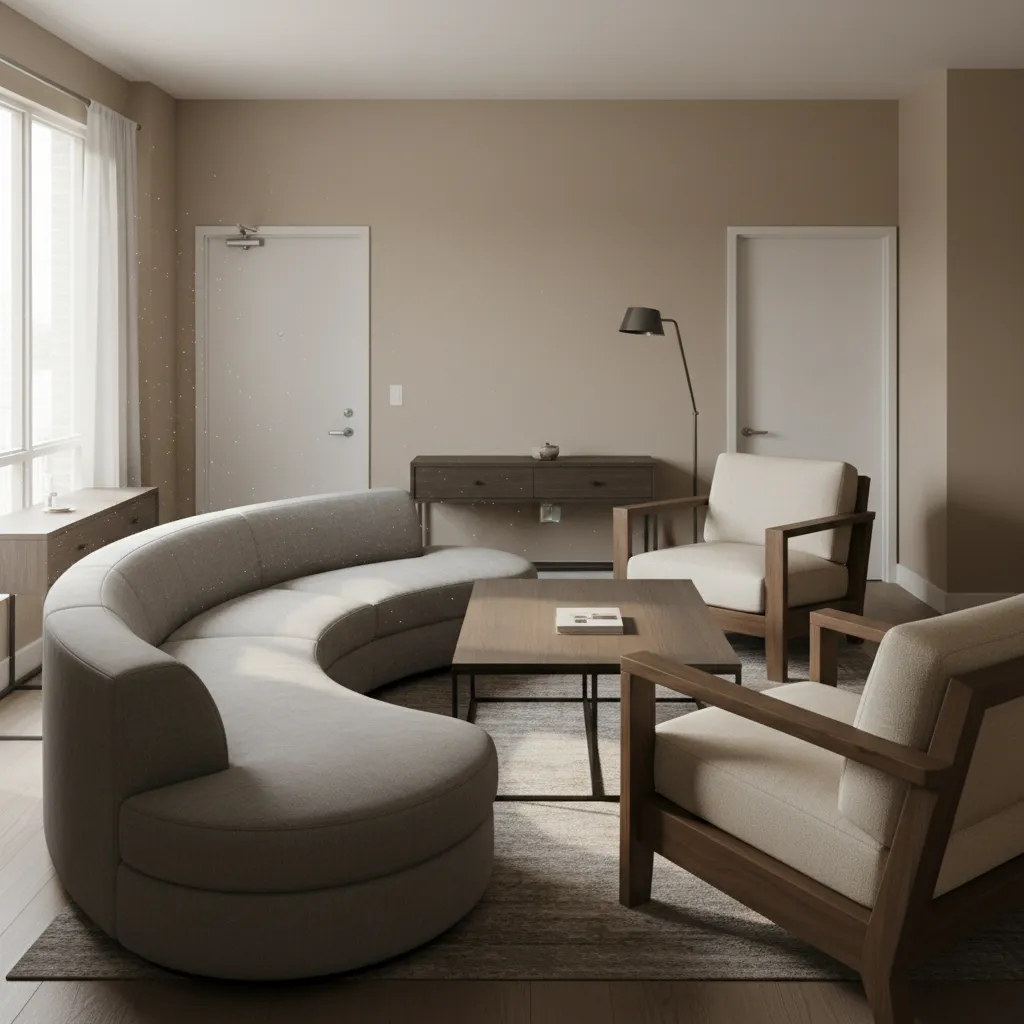 Salón con distribución incorrecta y muebles demasiado grandes