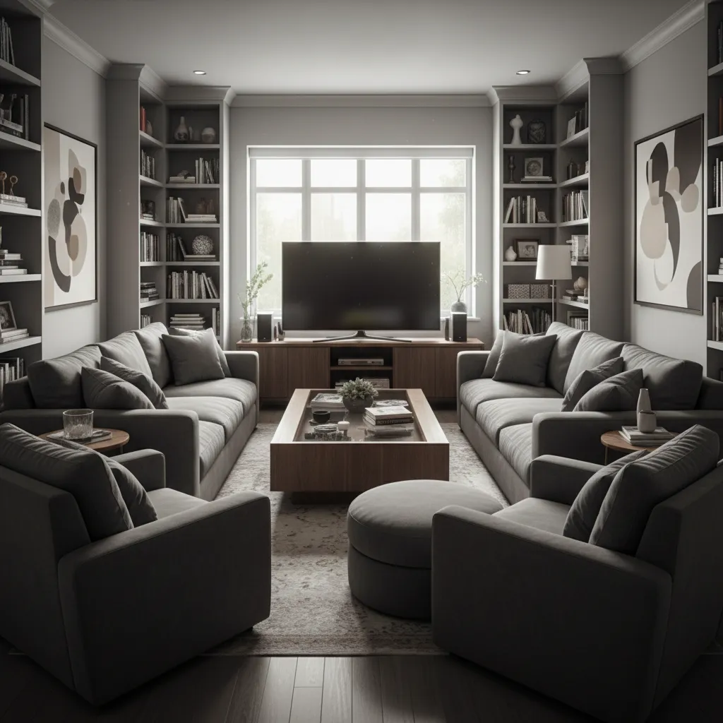 Ejemplo de salón pequeño con muebles demasiado grandes