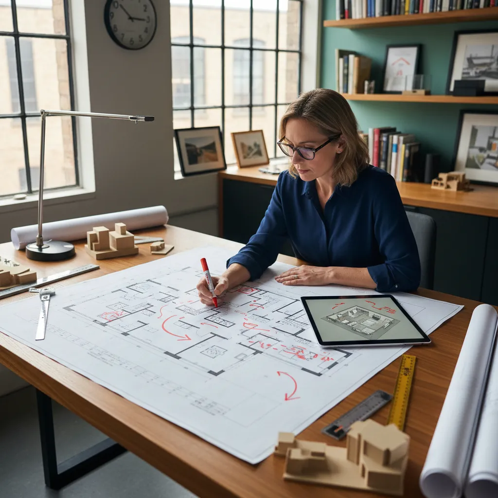 Plano de casa con errores de distribución marcados