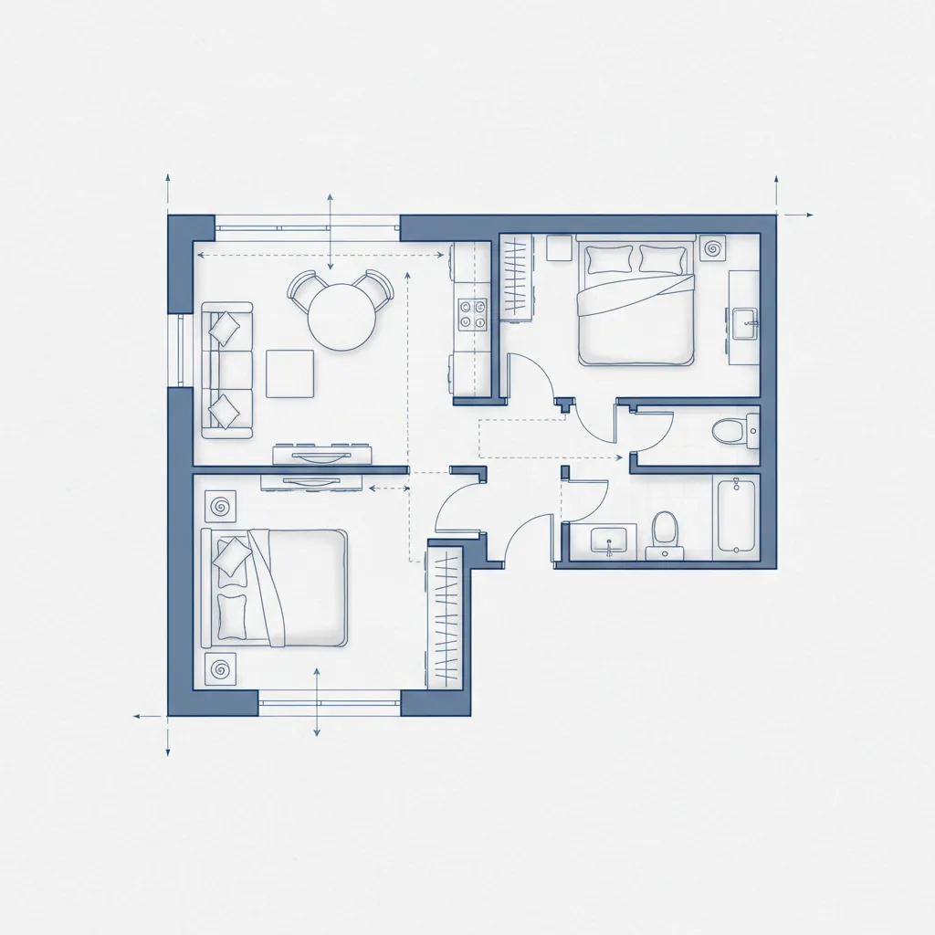 Plano de casa mostrando errores de distribución de muebles