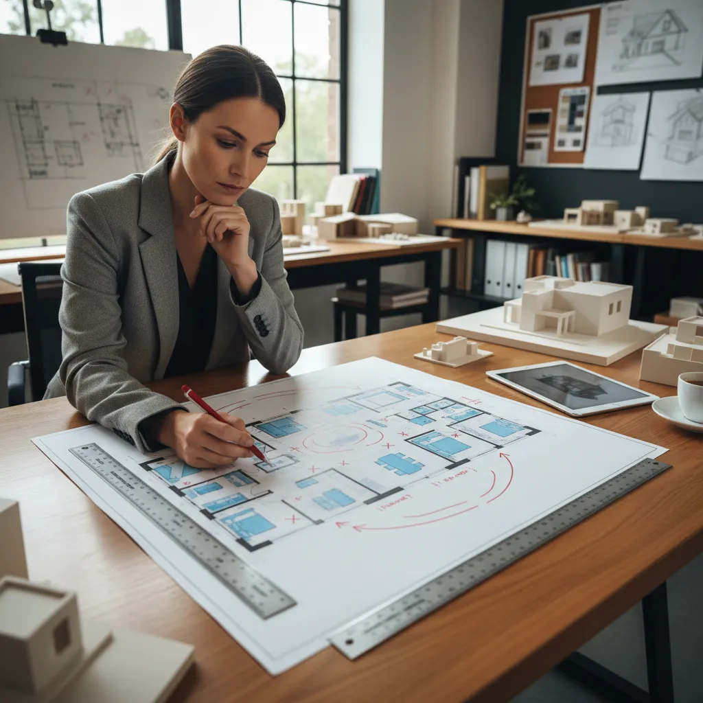 Plano de casa con problemas de distribución y circulación marcados