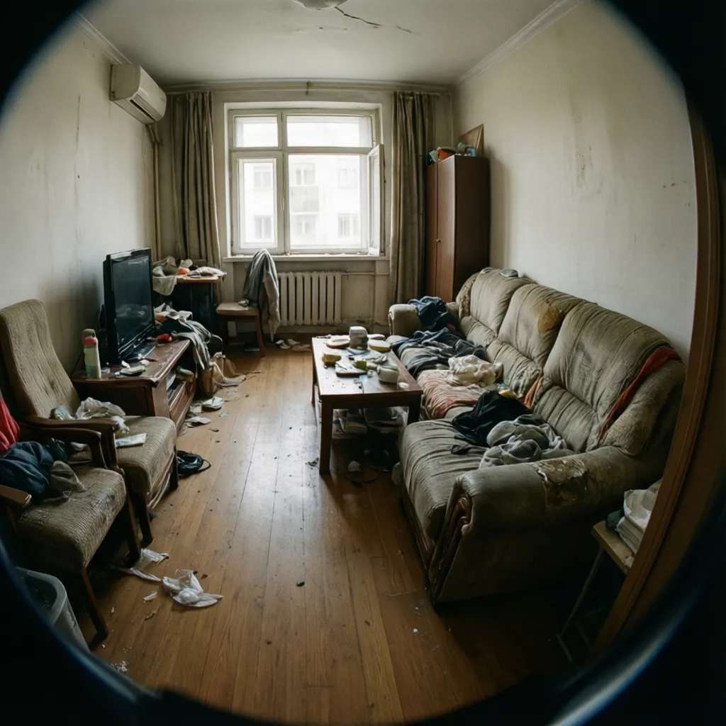 Salón con mala distribución de muebles bloqueando el paso