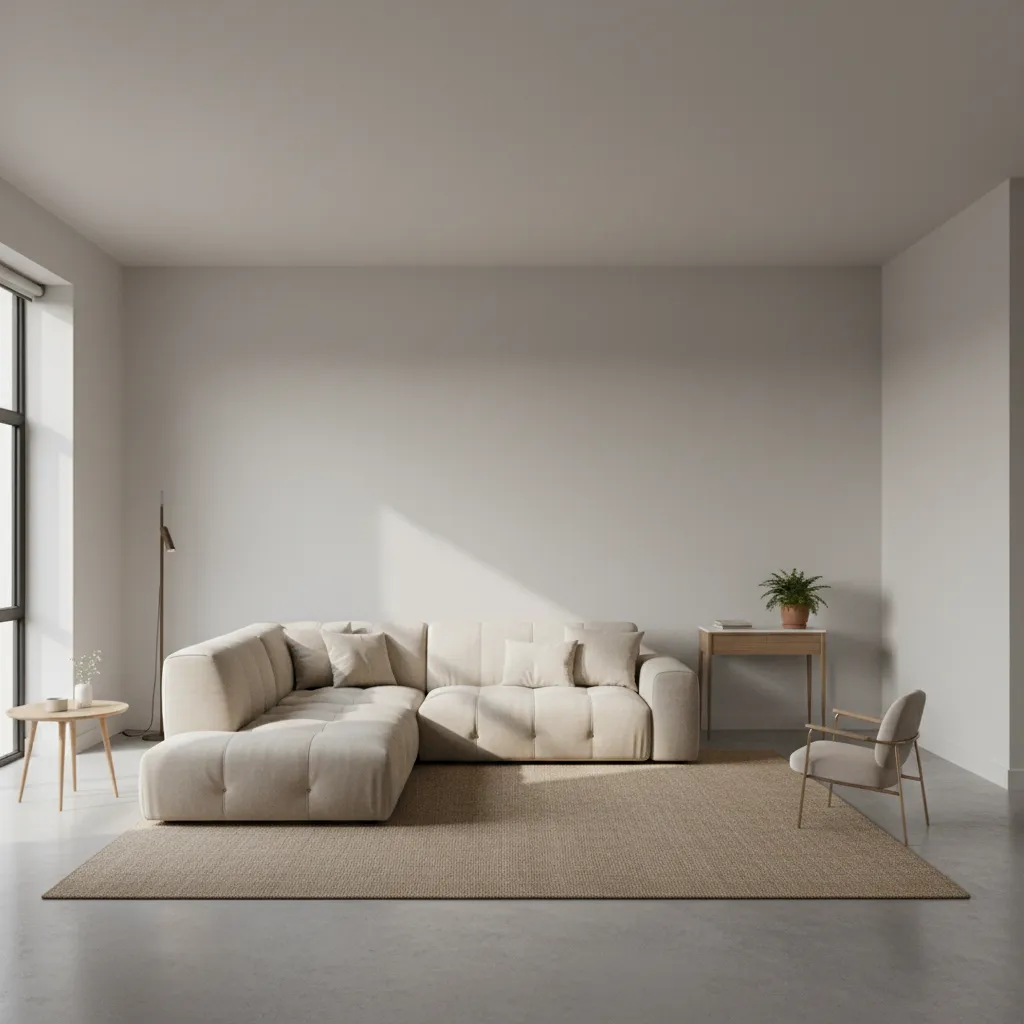 Sala con muebles desproporcionados mostrando error de escala en interiorismo