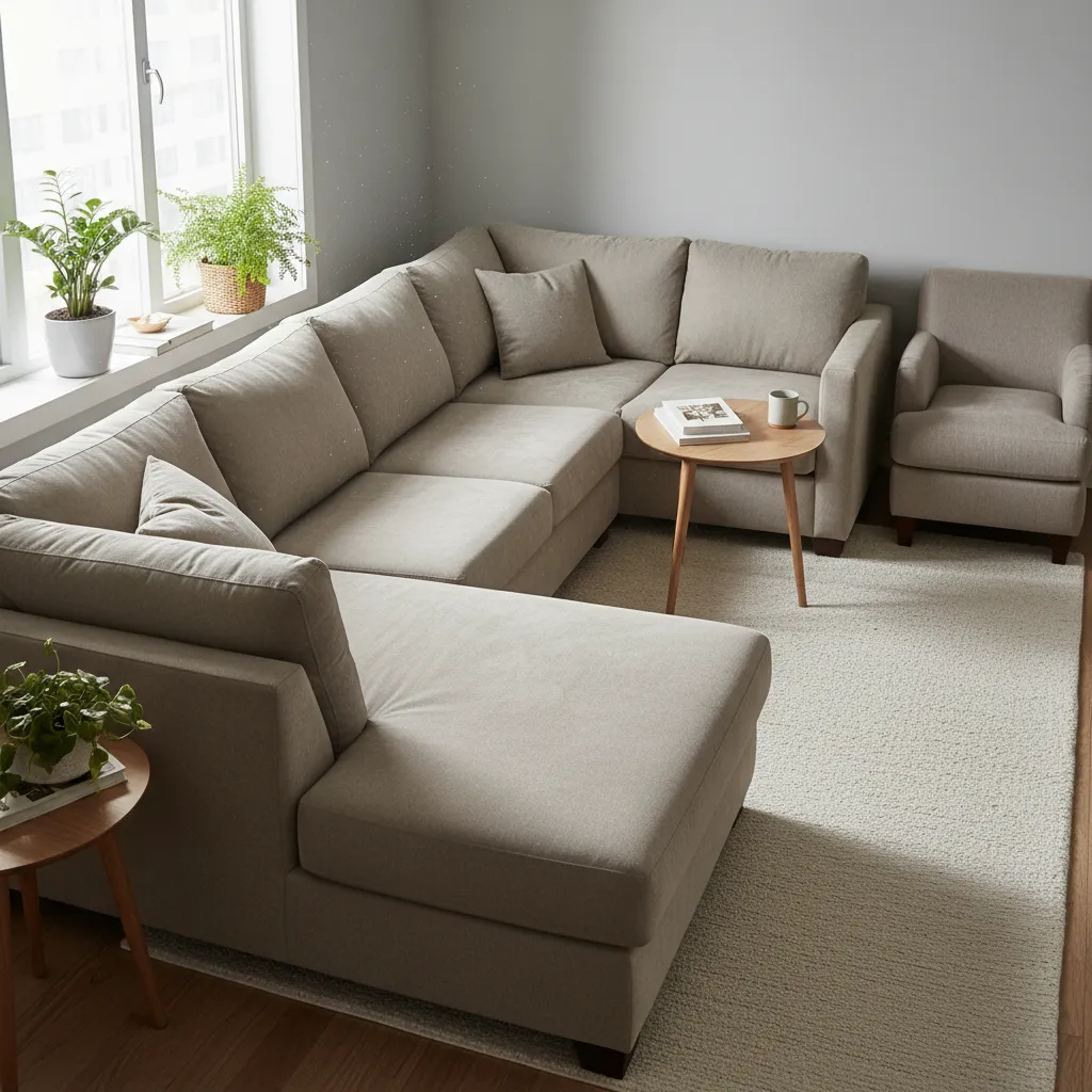 Salón con mala distribución y muebles demasiado grandes