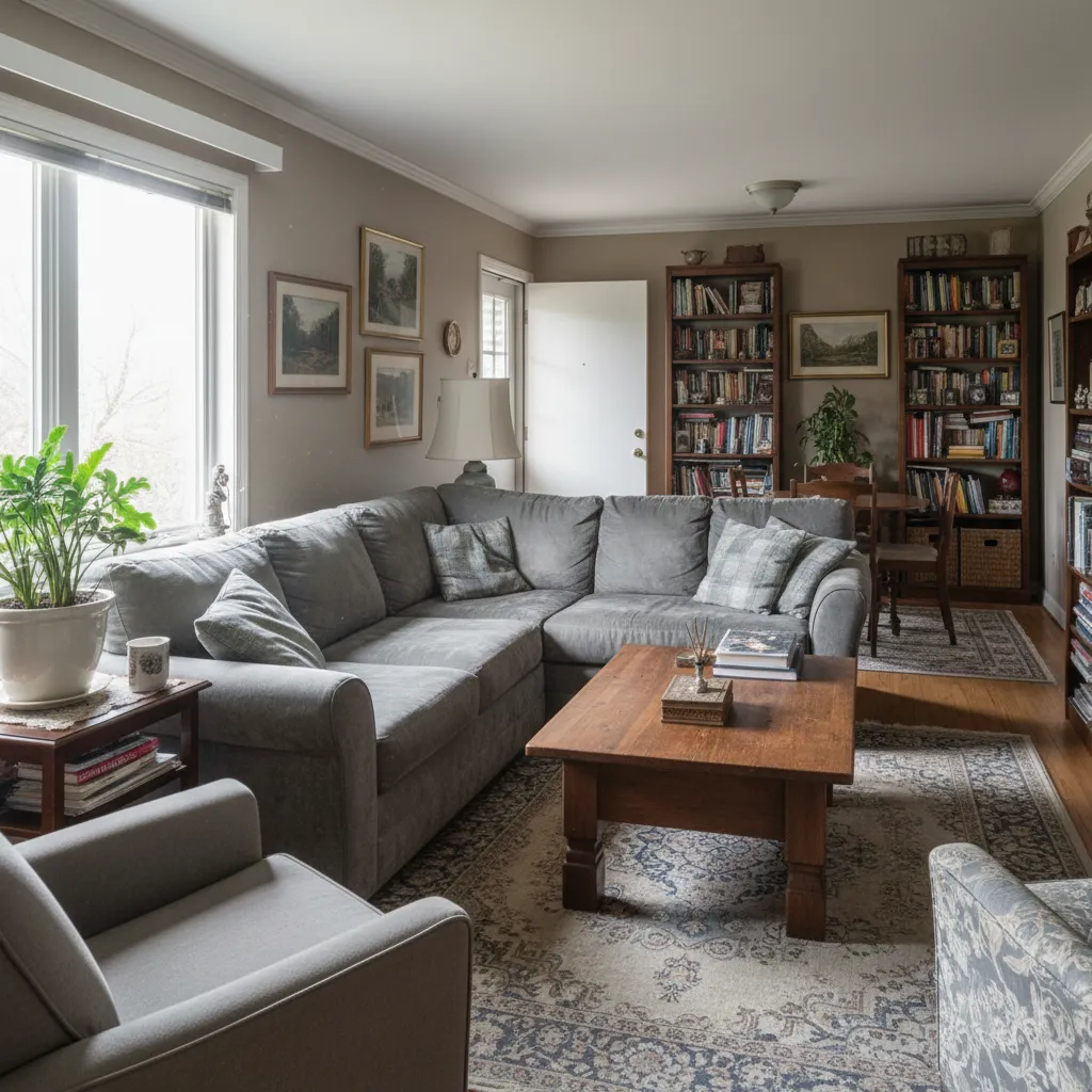 Sala con mala distribución de muebles que bloquea la circulación
