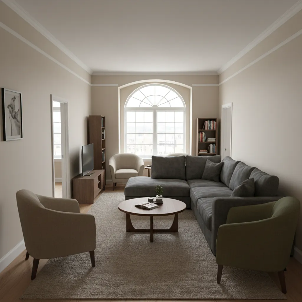 Ejemplo de mala distribución de muebles en un salón