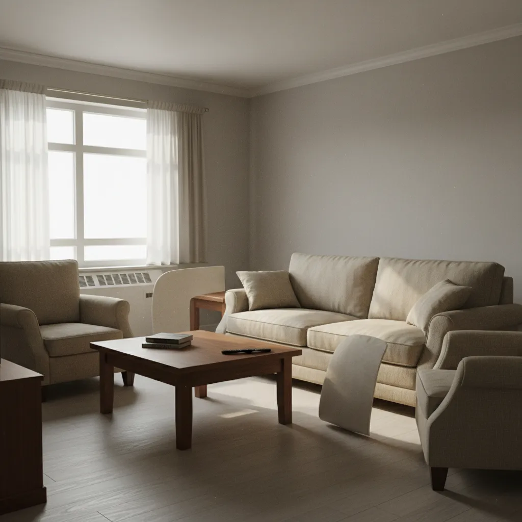 Sala con mala distribución de muebles que bloquea la circulación