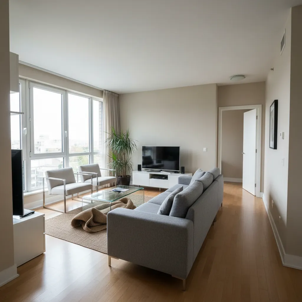 Salón con mala distribución de muebles que bloquea la circulación