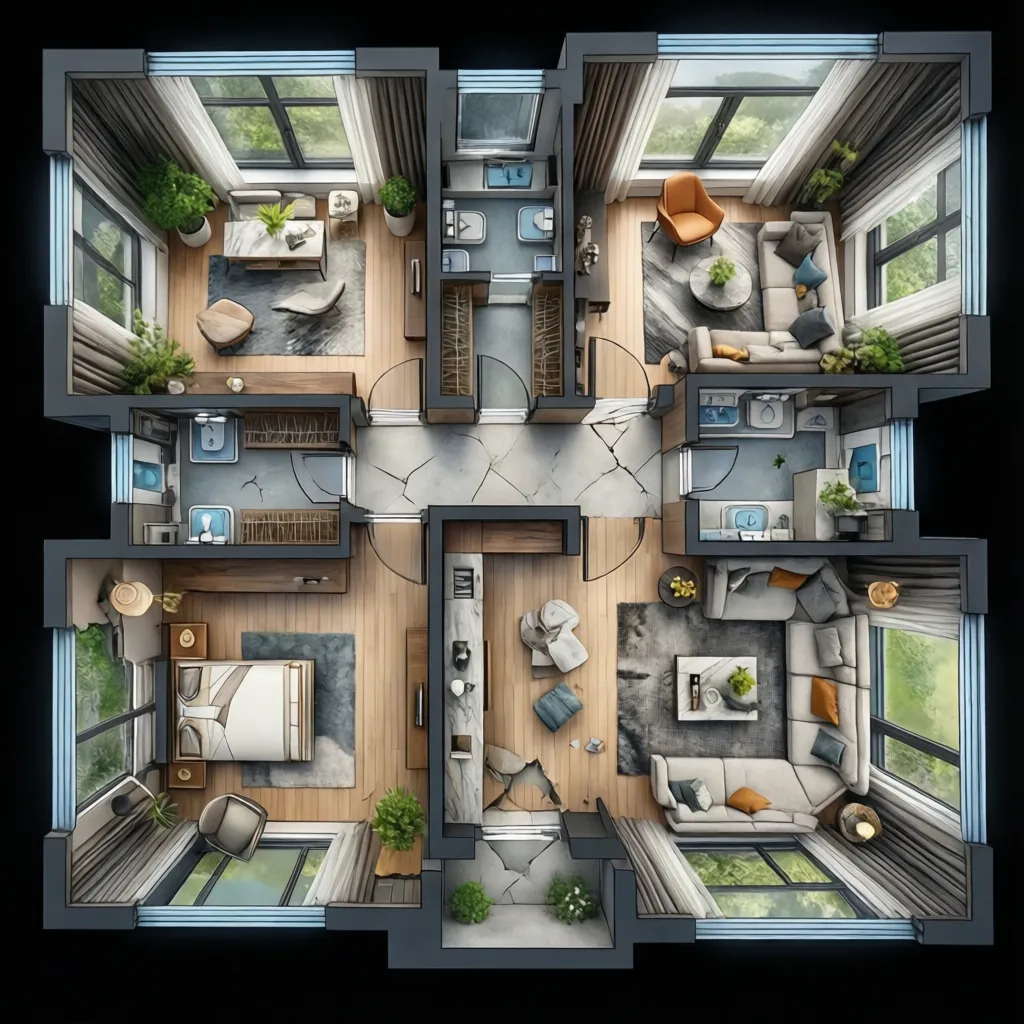 Comparación de distribución incorrecta y optimizada en una vivienda