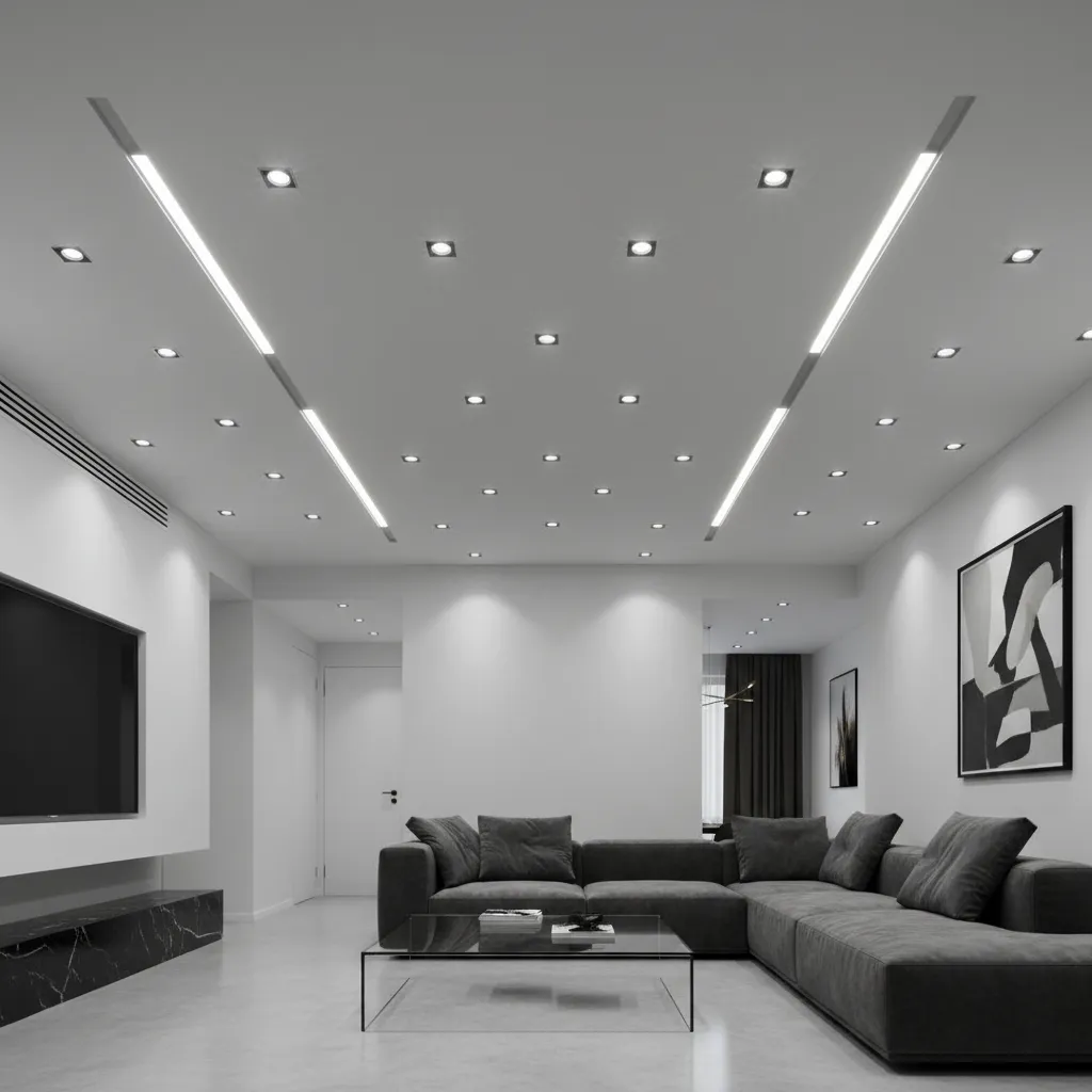 ejemplo de iluminación mal planificada en salón