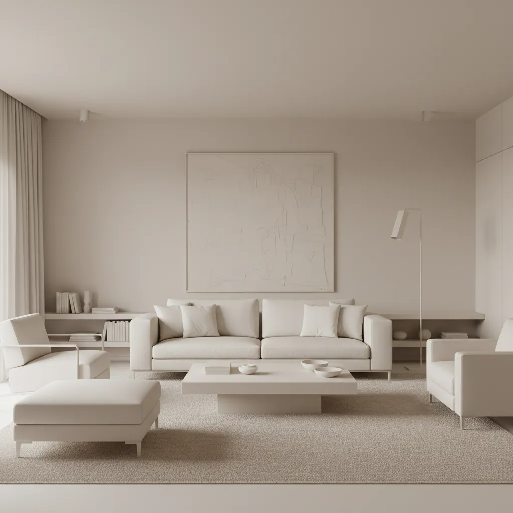 Interior monocromático plano con poca textura y contraste