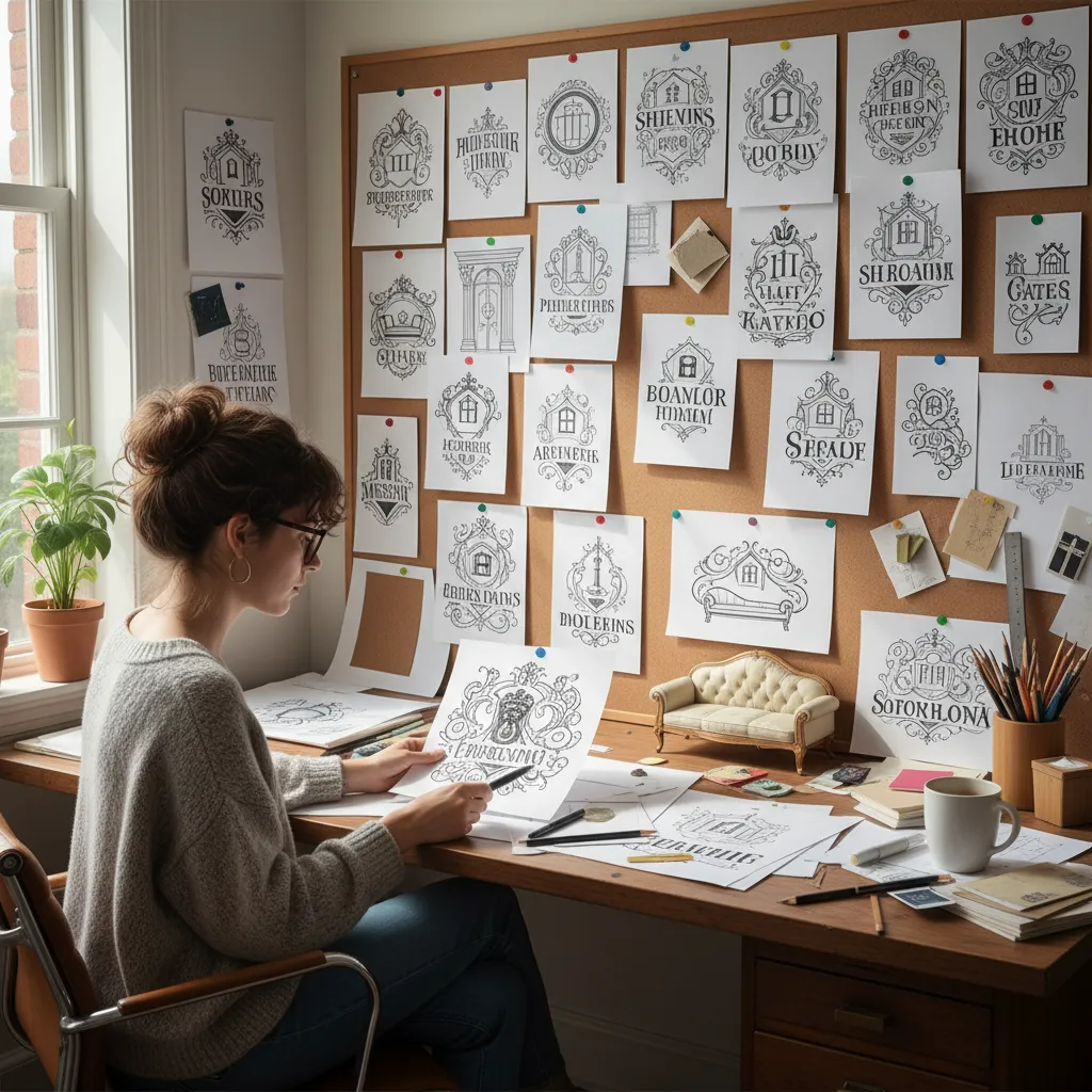 Ejemplos conceptuales de logotipos sobrecargados con iconos genéricos de casa