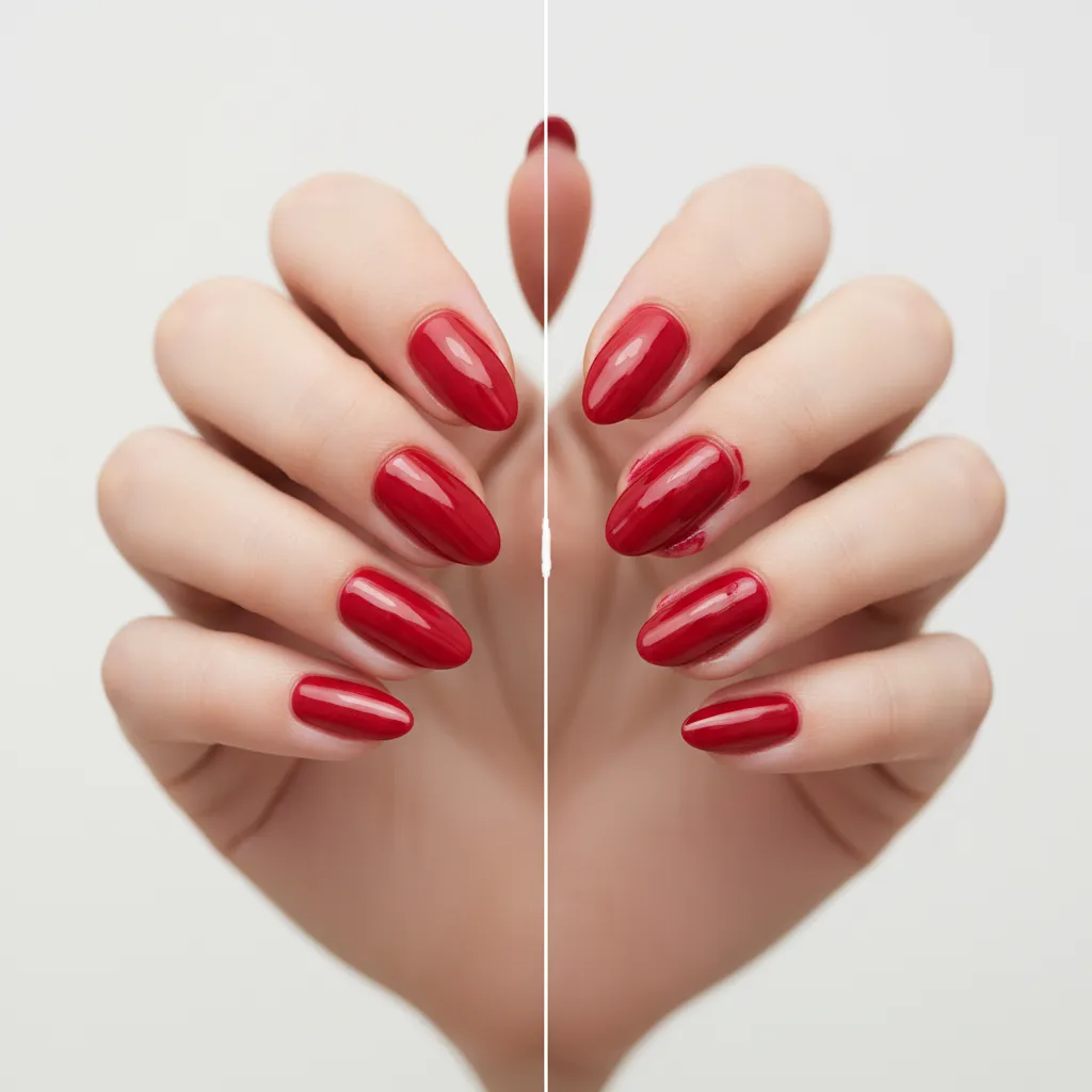 Comparación entre uñas decoradas correctamente y con errores comunes