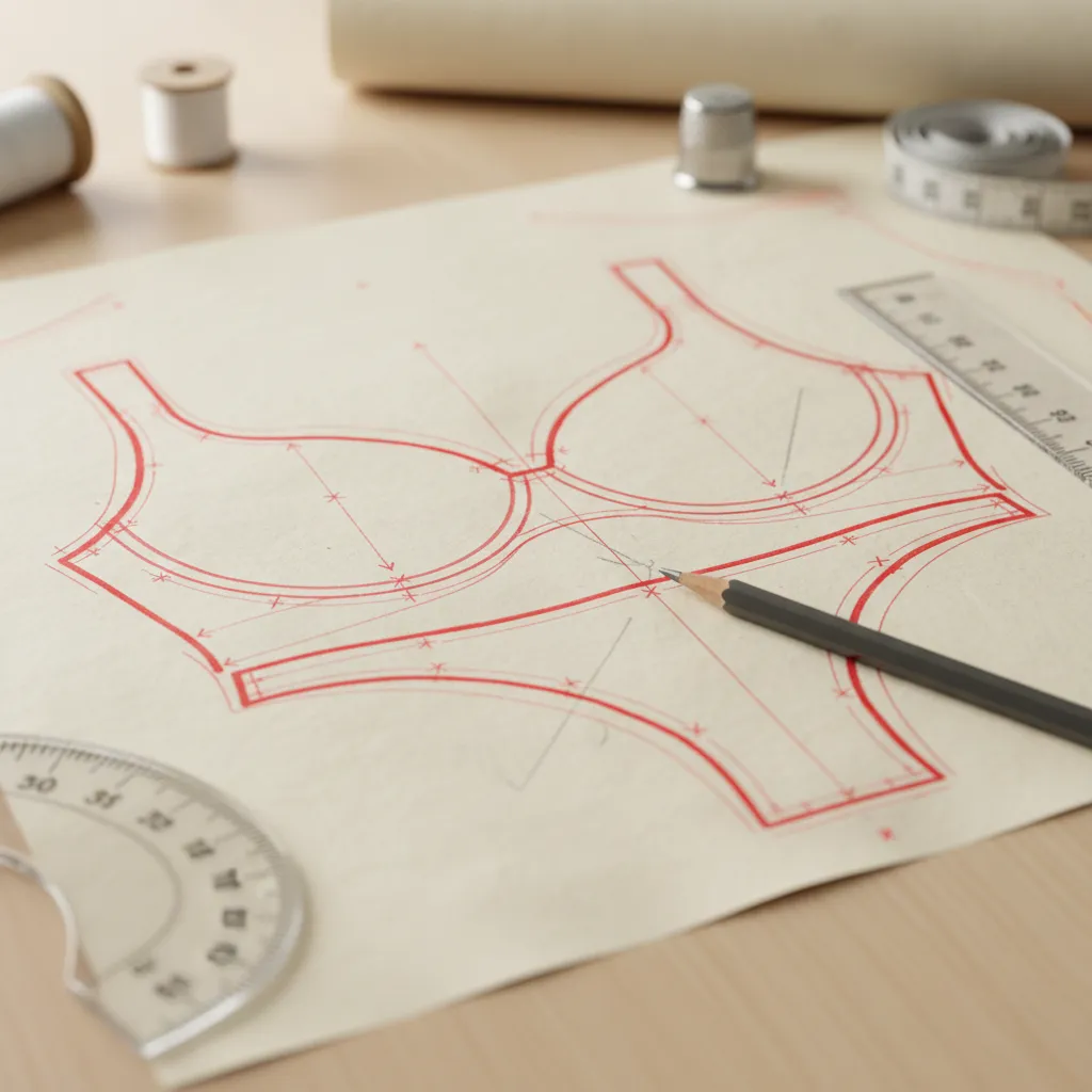 Análisis de curvas y errores en patrón de ropa interior