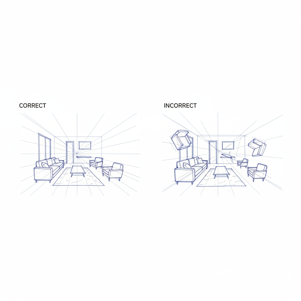 Perspectiva cónica en diseño de interiores