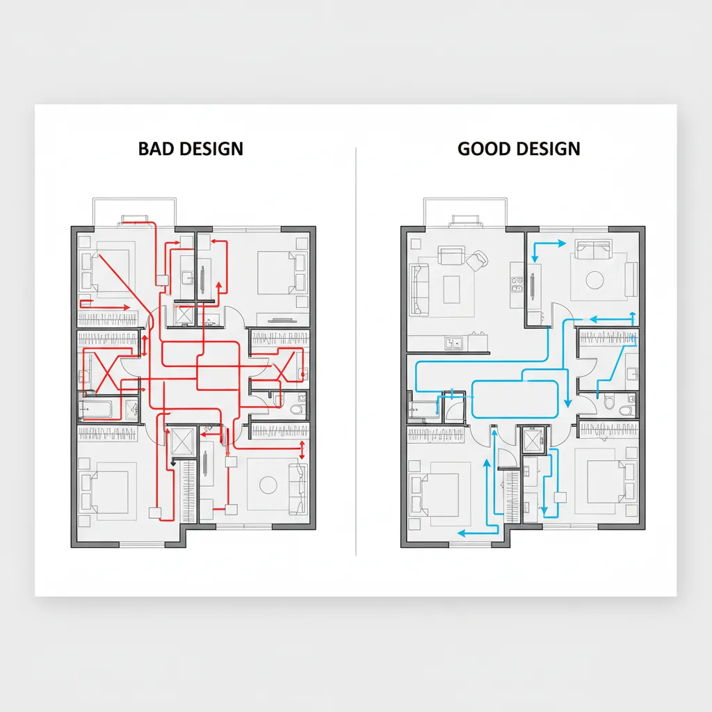 Comparación entre plano bien distribuido y plano mal organizado