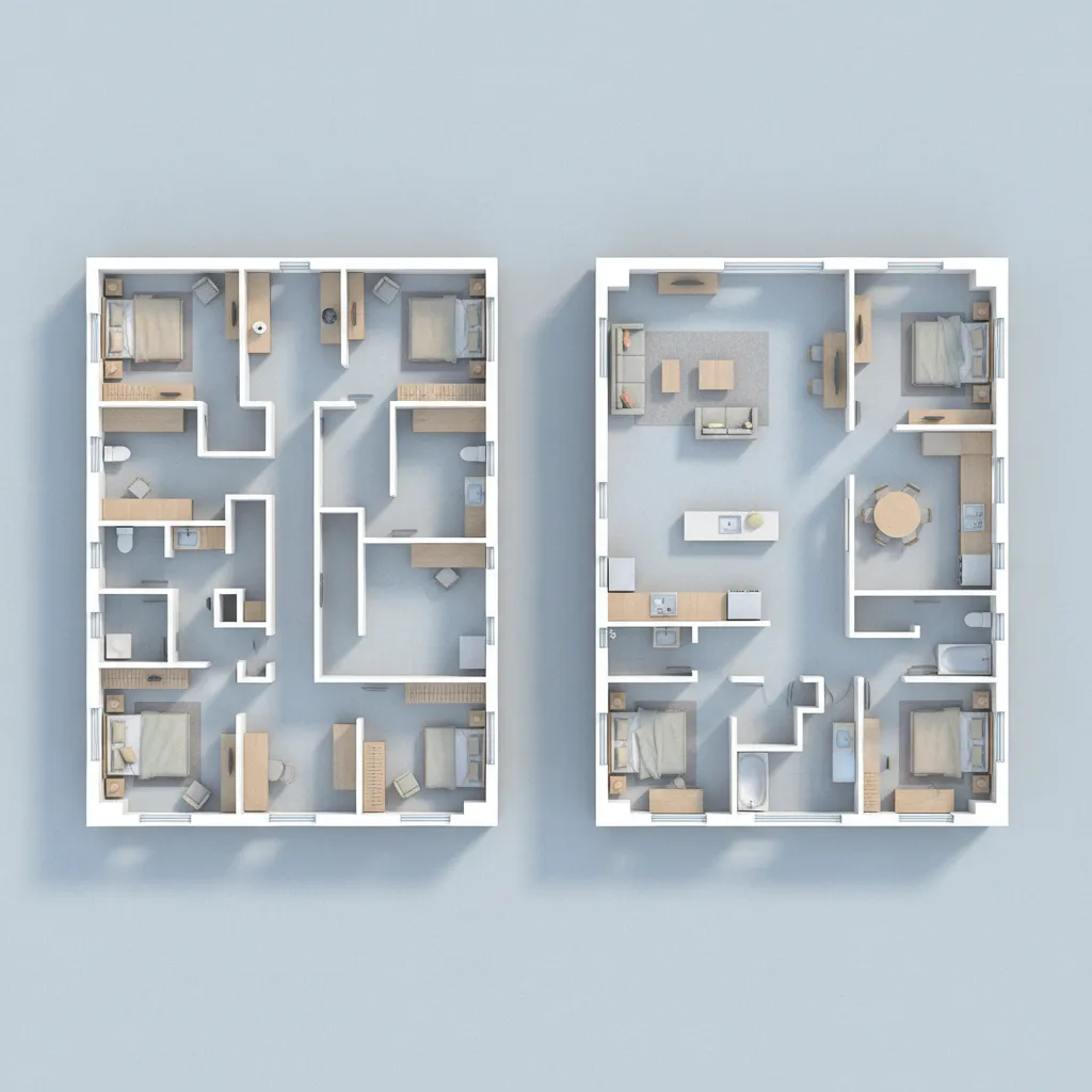 Comparación entre un plano mal distribuido y uno optimizado
