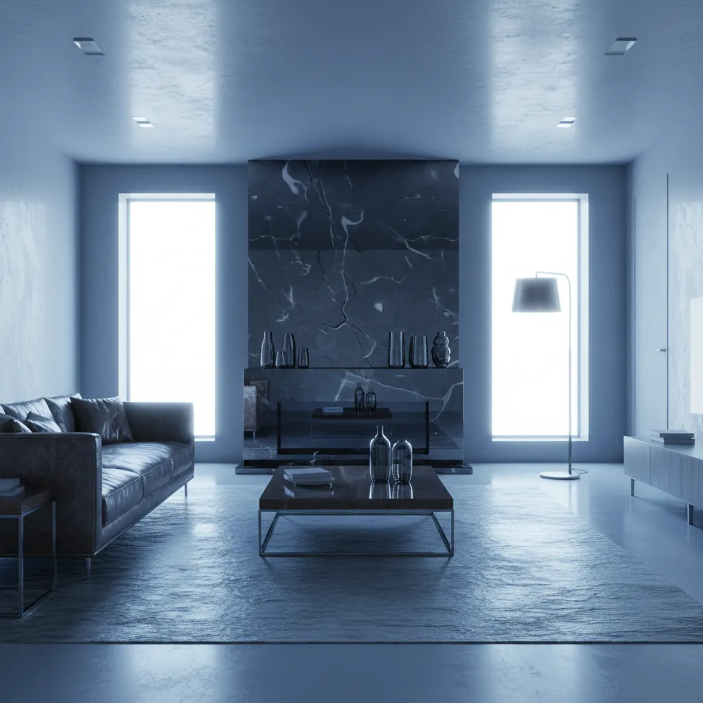 Render interior con materiales poco realistas y mala iluminación
