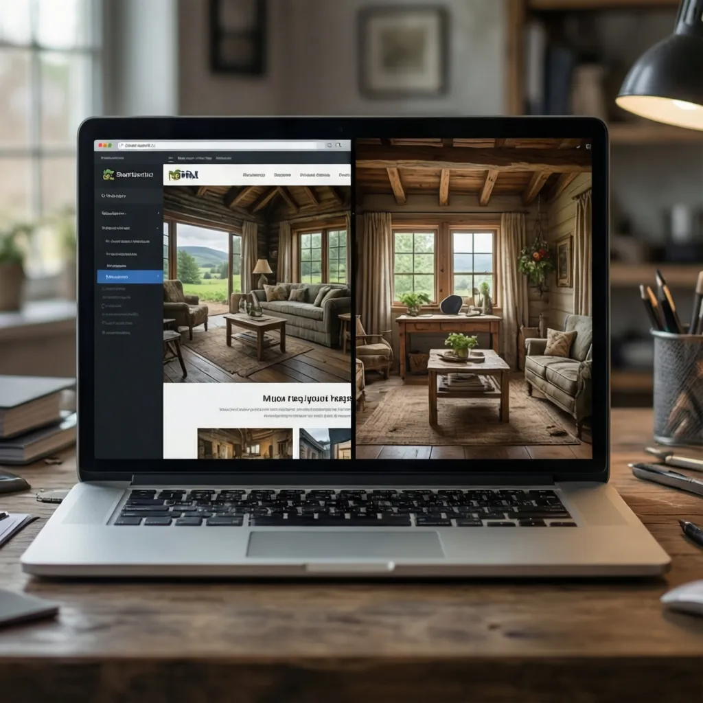 Comparación entre una web confusa y una web clara de casa rural