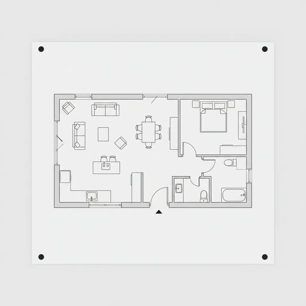 esboço simples de planta de casa digital com paredes e divisões básicas
