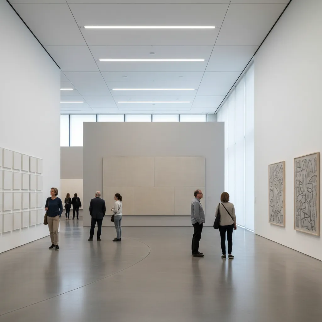 Comparación de tamaños de paneles en sala expositiva