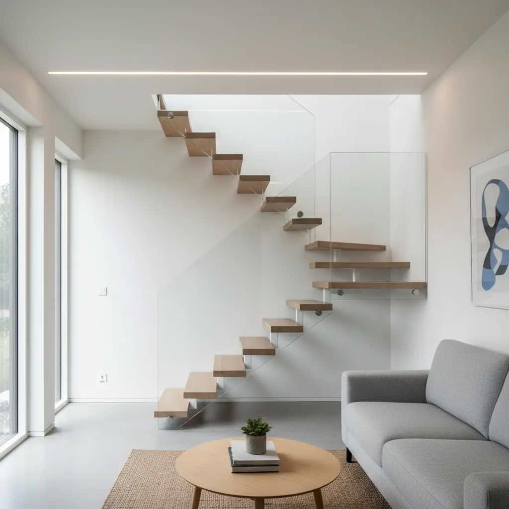 Escalera ligera en una casa pequeña con diseño moderno