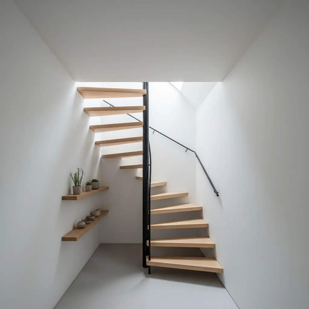 Escalera compacta en vivienda estrecha