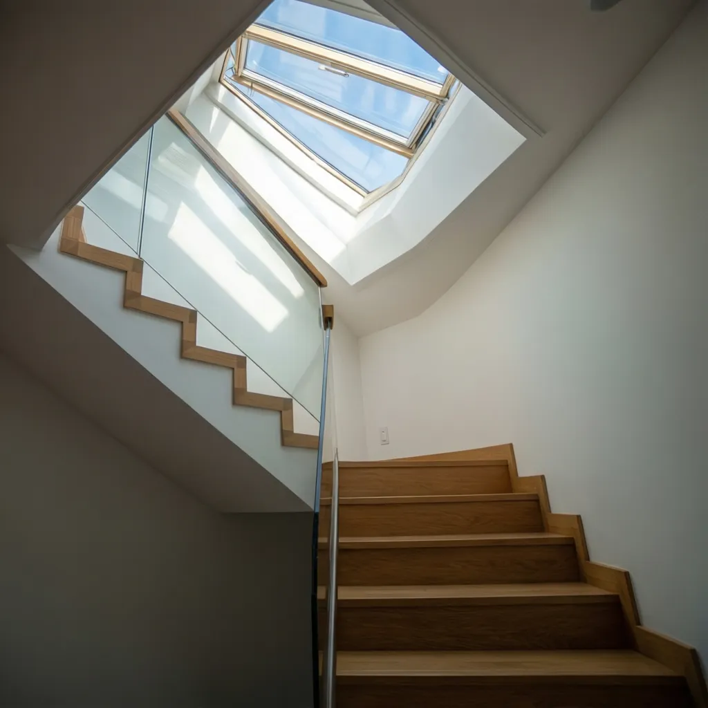 Escalera con iluminación natural mediante tragaluz