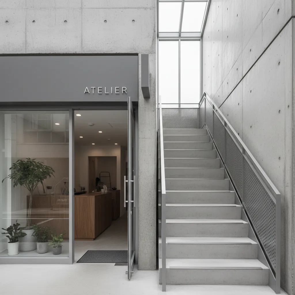 Escalera independiente que conecta la vivienda sobre un local comercial