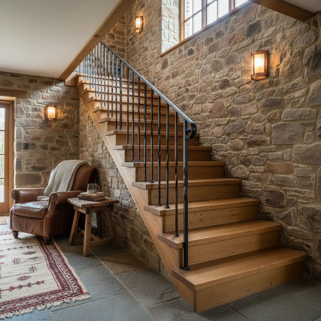 Diseño de escaleras interiores de casas rústicas