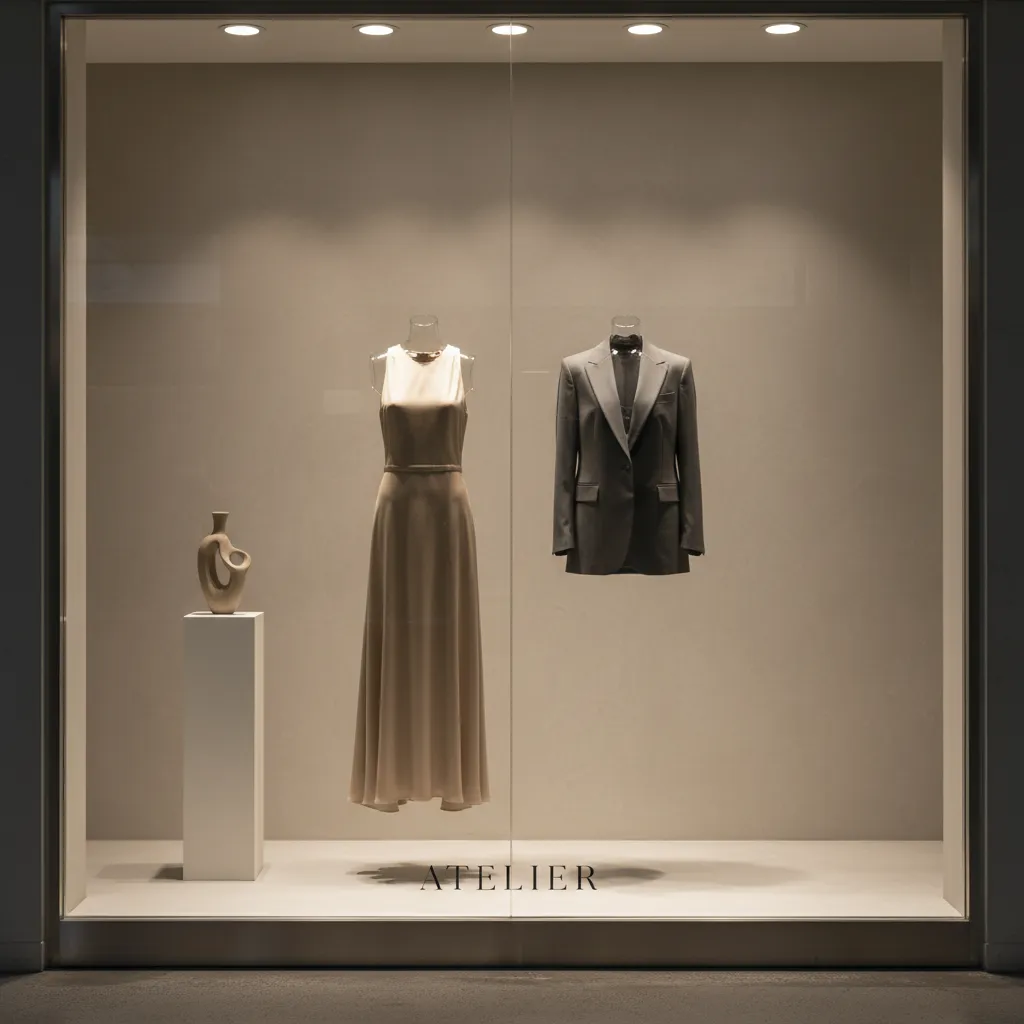 Escaparate minimalista con pocos productos destacados