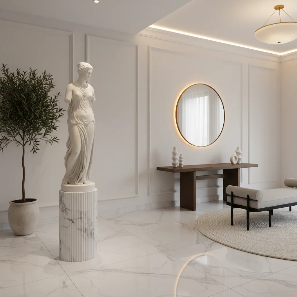 Escultura clásica decorativa en un recibidor elegante