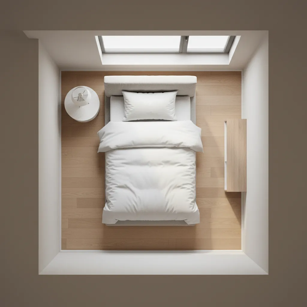 Espacio de circulación recomendado alrededor de una cama de 90