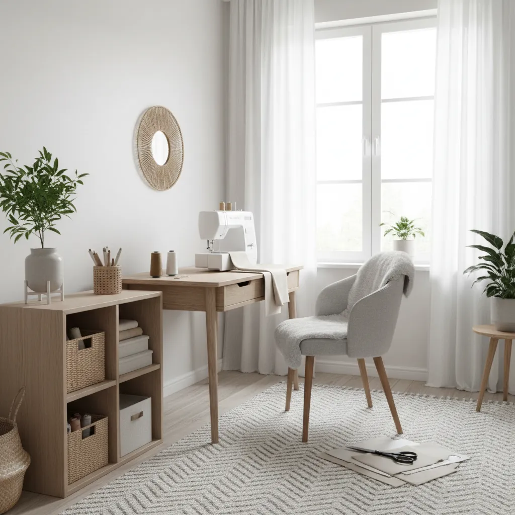 Espacio de costura junto a una ventana con buena luz natural