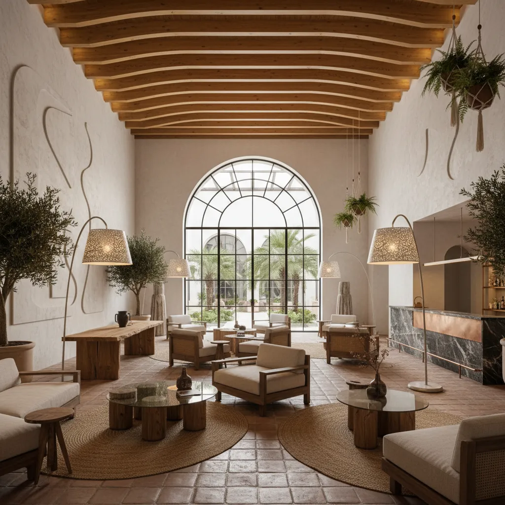 Espacio común de hotel contemporáneo con diseño español elegante