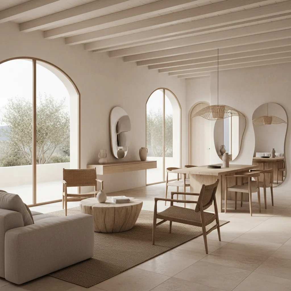 Interior de casa moderna con estilo mediterráneo contemporáneo