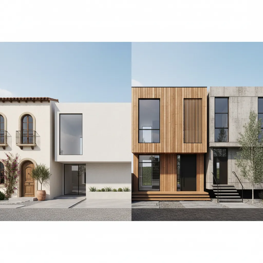 Diferentes estilos de fachadas de casas modernas
