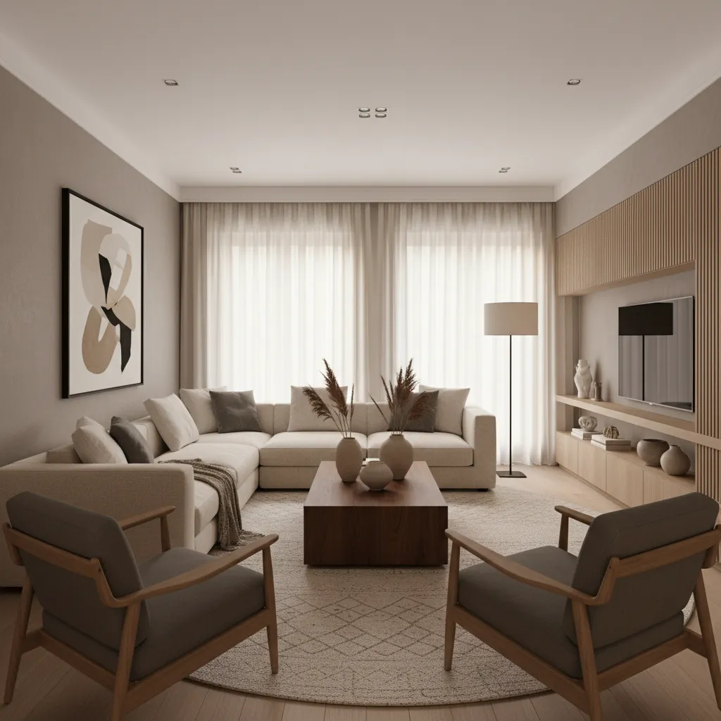 Salón moderno con diferentes estilos de decoración