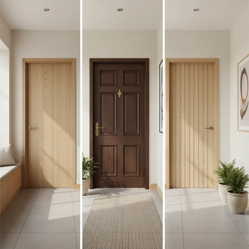 Diferentes estilos de puertas de madera interiores en una vivienda